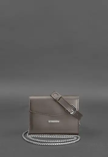 Жіноча шкіряна сумка поясна / кроссбоді Mini темно-бежева - фото 3