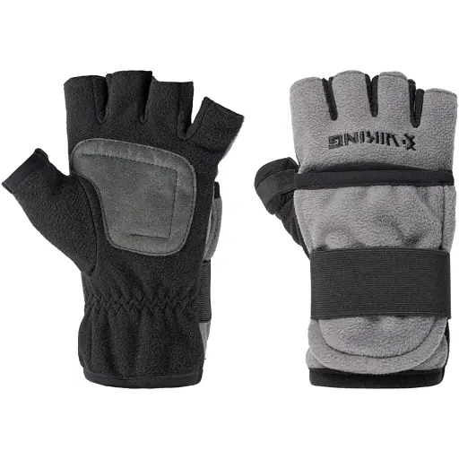 Рукавички Viking Fishing Ice Pro Gloves L (fleece) 5 cut finger+cover Grey-graphite - фото 1