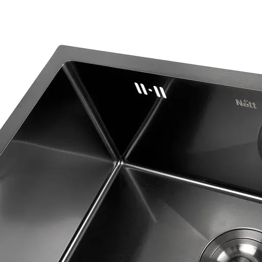 Кухонна мийка під стільницю з PVD покриттям багатофункціональна чорна Nett NB-5742U, Чорний - фото 3