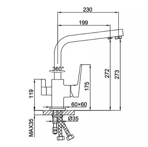 Змішувач для кухні FaoP із підключенням до фільтру А4309-6 - фото 6