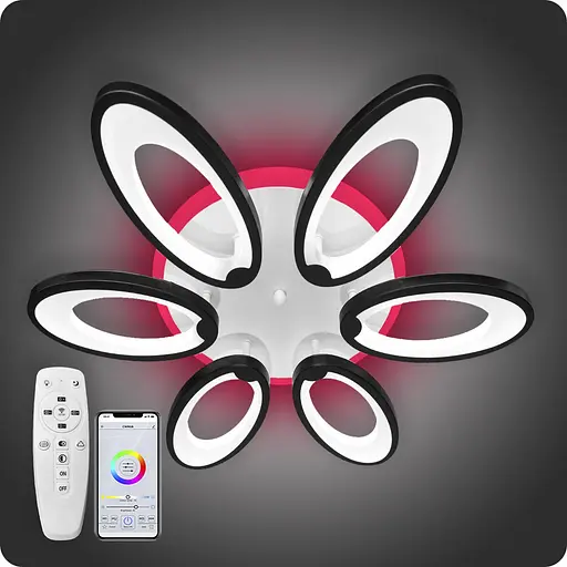 Люстра світлодіодна 517 Dlight 3color з пультом 100Вт Чорний (01525) - фото 2