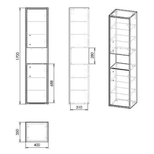 Пенал підвісний Imprese Vyskov 170x40x35 см дуб f3253Dr - фото 2