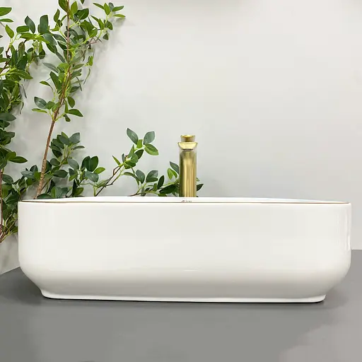 Умивальник VBI Palermo white gold Edge накладний VBI-012308, Золотий - фото 3