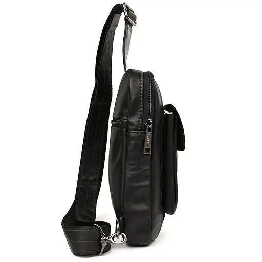 Мужской черный слинг из кожи Наппа TARWA 27.5х18х4 см sum0028230 - фото 4