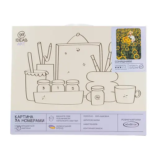 Набір для розпису по номерах "Соняшники" 40*50 см, IDEA2-GX47608, ТМ "99IDEAS" - фото 4