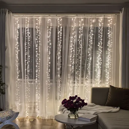 Новорічна гірлянда кімнатна штора Garlando D400LED2MW 3х2 м 400 LED Хвойна лапа Біле світло 