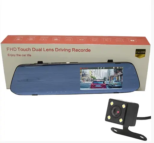 Зеркало заднего вида L502 DVR Видеорегистратор 4,3" 2 камеры - фото 5