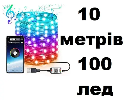 Умная гирлянда Play Smart управление от смартфона 10 м 100 лампочек - фото 2