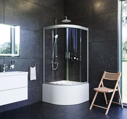 Душевая кабина Am.Pm Gem 1/4 Round 90x90 см без поддона хром матовый W90UG-401A0 90MT, прозрачный, хром матовый - фото 2