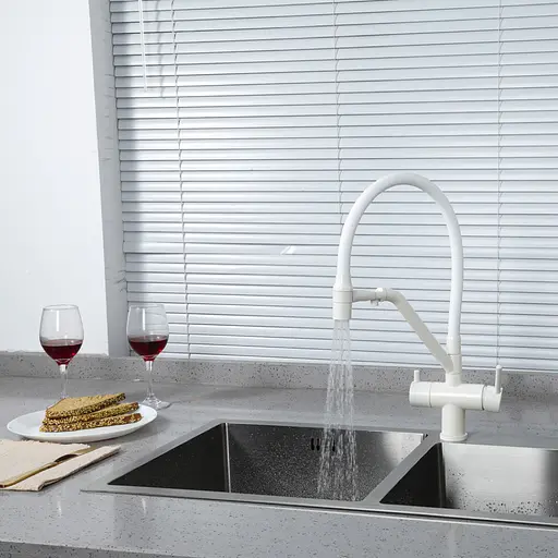 Змішувач для кухні на дві води Gappo G4398-88 Білий - фото 2