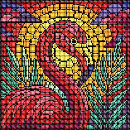 Алмазная мозаика Витраж. Фламинго AMO8318, 30х30 см