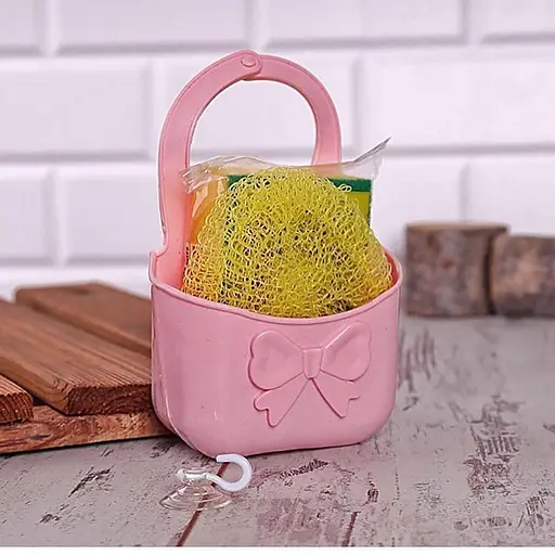 Карман держатель силиконовый подвесной с губкой для мытья посуды и скребком, Kitchen Master Розовый 87109 - фото 4