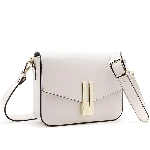 Кросбоді шкіряне з акцентним замком колір молочний Firenze Italy F-IT-9558WB