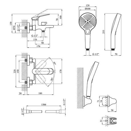 Змішувач для ванни Kroner KRM Linz - GRN060 (CV034902) - фото 8