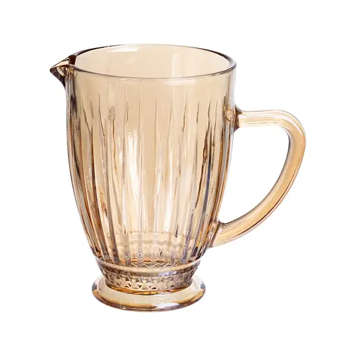 Кувшин для напитков 1.2 л фигурный прозрачный ребристый из толстого стекла янтарный HP-19-243 - фото 1