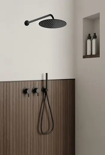 Душева система Kohlman Axel 25 black + BOX прихованого монтажу KPL-QW260AB25, Чорний матовий - фото 3