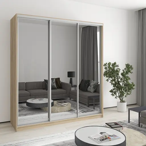 Шкаф-купе трехдверный MebelStar Стандарт AL 3 Зеркала 190x60x240 см Дуб сонома (MBS-1590)