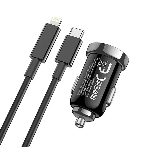 Адаптер автомобильный HOCO Type-C to Lightning Cable Leading car charger Z44 2USB, 3A, 20W, QC/PD| - фото 3