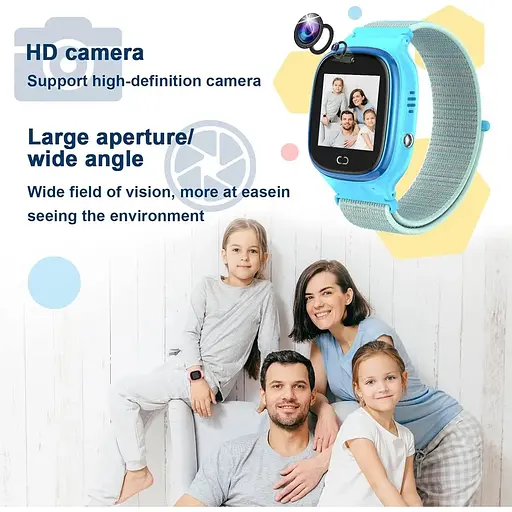 Дитячий розумний годинник-телефон PTHTECHUS з LBS-трекером, сенсорним екраном, камерою, крокоміром, функцією SOS - фото 3