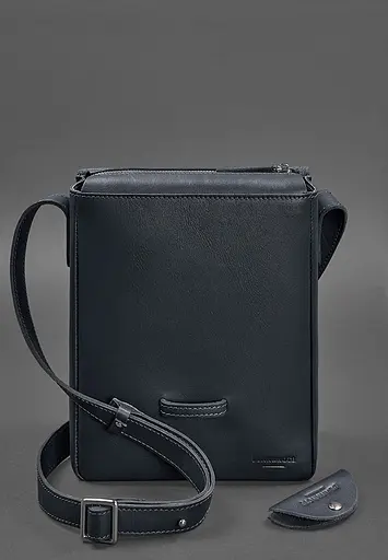 Чоловіча шкіряна сумка-месенджер Esquire синя - фото 5