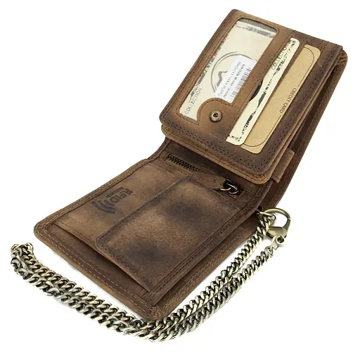 Мужской кожаный кошелек с мотоциклом коричневый Always Wild N992C-VIN-M - фото 9