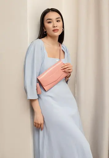 Шкіряна жіноча сумка Еліс рожева - фото 2