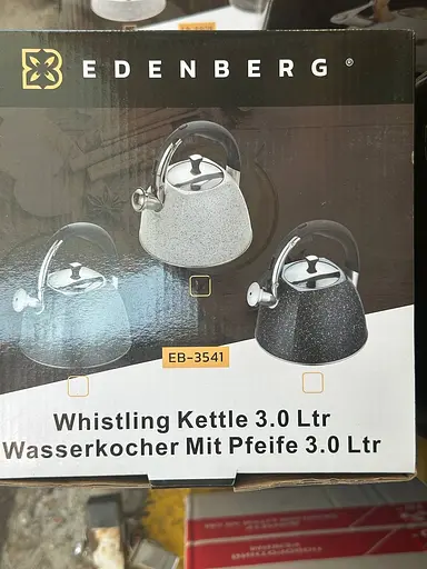Хороший металевий чайник зі свистком нержавіюча сталь з мармуровим покриттям Edenberg 3л EB-3541W Білий - фото 7