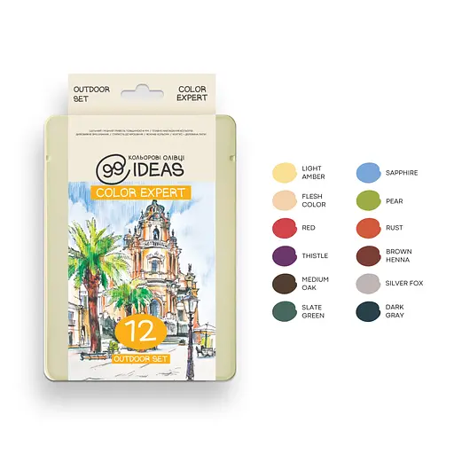 Набор цветных карандашей 99IDEAS "Color Expert" 12 цв., Outdoor Set, металл. коробка, 99CE-12OUT - фото 3