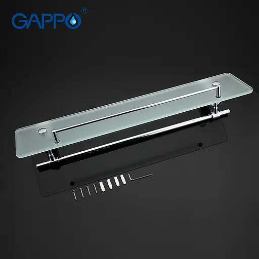 Полка с держателем для полотенец Gappo G1807-4, 580x120 мм, Хром - фото 4