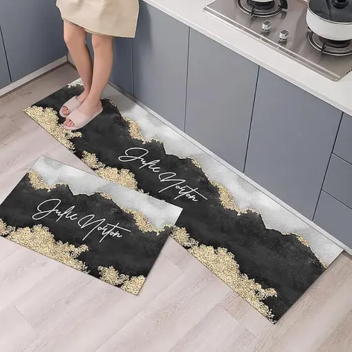 Набір килимків для кухні та ванної 120×40 см і 60×40 см водонепроникні, протиковзні, м'які, декоративні, Kitchen Master Сірий 87945 - фото 10