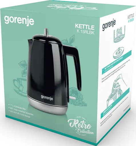 Gorenje Электрочайник 1.7л, Strix контроль, черный - фото 6