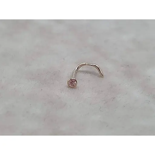 Золотая серьга-пирсинг в нос Dear с фианитом.1024.1 Розовый (светлый) - фото 2