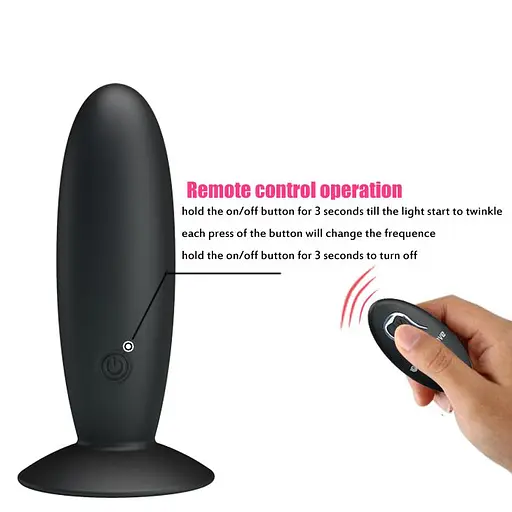 Анальна пробка Pretty Love Remote Control Vibrating 11 см (черный) - фото 6