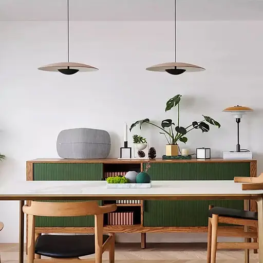 Світильник у чорно-білому корпусі з імітацією дерева Ø 50 см | Line F | Арт. DE27/1 - фото 7