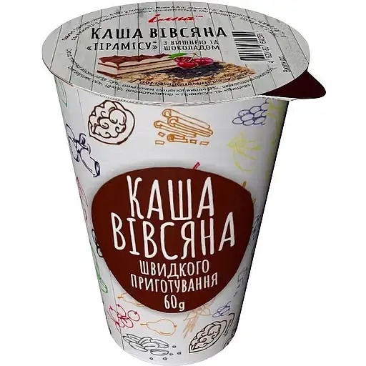 Каша швидкого приготування Ілна вівсяна Тірамісу з вишнею та шоколадом 60 г - фото 1