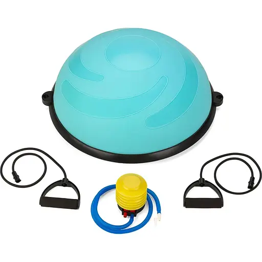 Балансувальна півсфера Gymtek Flex Core Half Ball 58см з еспандерами + насос блакитний - фото 1