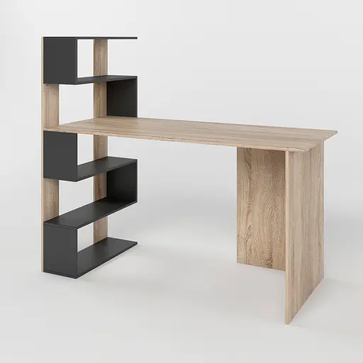 Cтіл комп'ютерний з полицями М-ЗОН Джеко 1416L лівий Сонома/Антрацит (MZN-031027) - фото 2