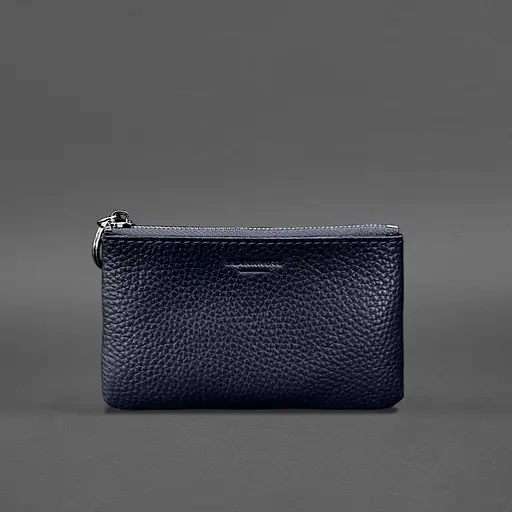 Кожаная монетница / мини-косметичка 3.0 синяя флотарь - фото 4