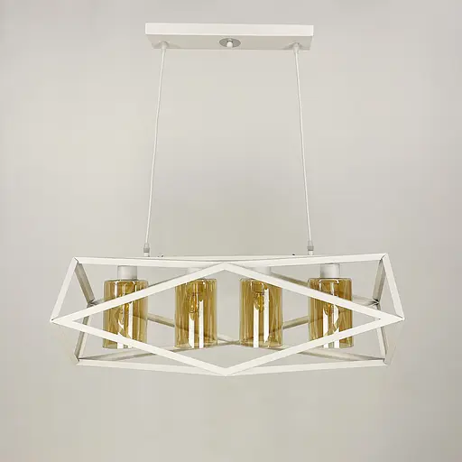 Підвісна люстра в білому корпусі з янтарними плафонами Line.F 12172/4 - фото 4