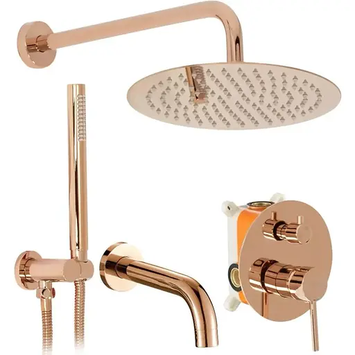Душова система прихованого монтажу Rea Lungo + Box з виливом rose gold REA-P6610, Теплий захід сонця - фото 1