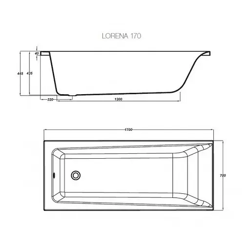 Ванна акрилова Cersant Lorena 170x70 - фото 3