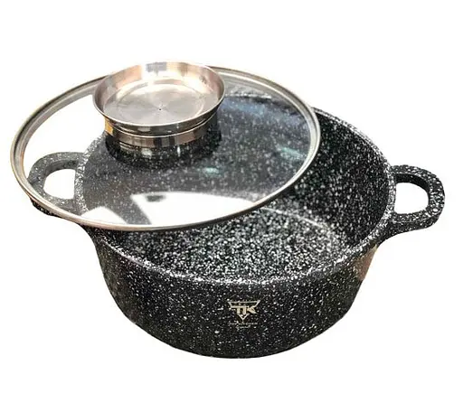 Универсальный набор посуды Top Kitchen TK00076, набор 7 предметов с гранитным покрытием Черный - фото 5