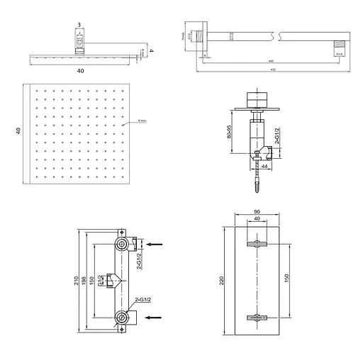 Душова система Kohlman Excelent 40 chrome + BOX прихованого монтажу KPL-QW227HQ40, Хром - фото 2