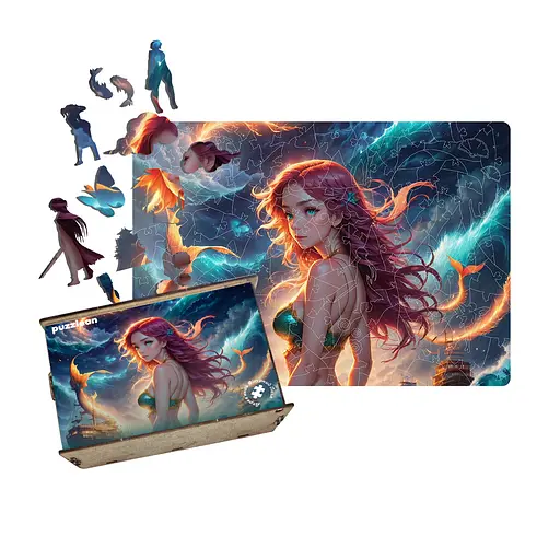 Пазл деревянный Аниме Грация Русалки, А2, Деревянная коробка 300+ элементов