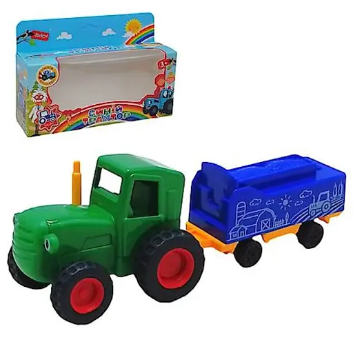 Детский игрушечный трактор с прицепом Синий трактор Зеленый/Синий - фото 2