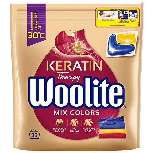 Засіб для прання Woolite для кольорових тканин з кератином 33 капсули