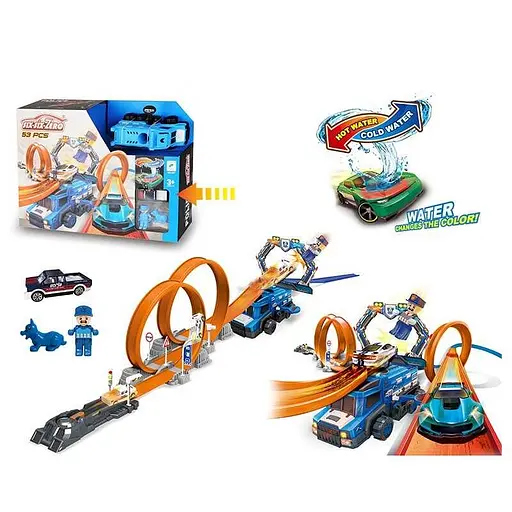Трек 660 A 97, металопластикова машинка, герой, запускалка, перешкоди, в коробці (6946611557141) - фото 2