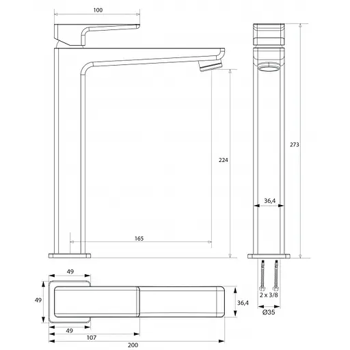 Змішувач для раковини Omnires Parma chrom (PM7412CR) - фото 3