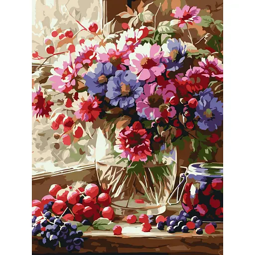 Набір для розпису по номерах Букет і фрукти, 30x40 см, КНО5693