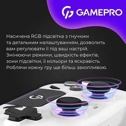 Геймпад GamePro GPS20W 2.4G/BT 5.1/USB бездротовий Switch/PC/PS/iOS/Android RGB White (GPS20W) - фото 5